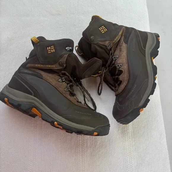 Mens Brown Columbia Waterproof Omni Heat 200 Gram Insulated Boots SZ 11 Techlite - Picture 1 of 12